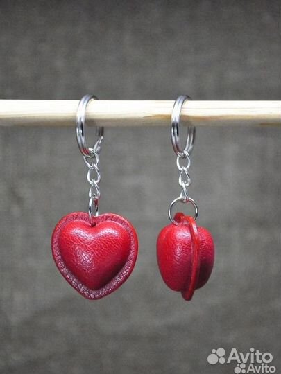 Брелок Сердечко из натур. кожи для ключей и сумки