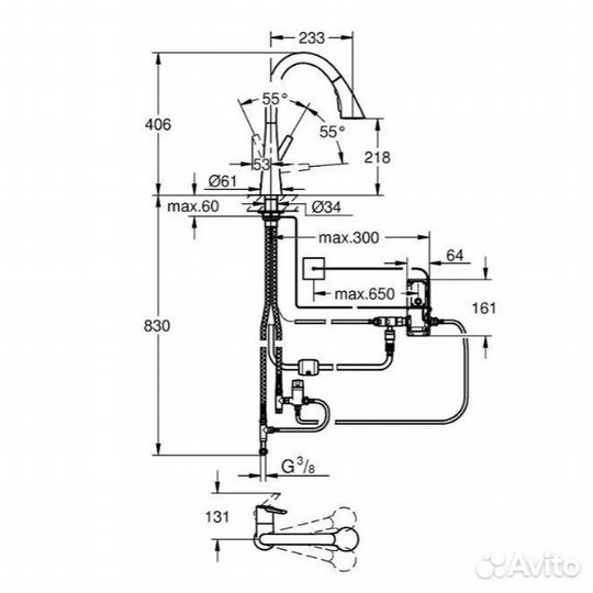 Смеситель Grohe для кухни с вытяжным изливом 30219