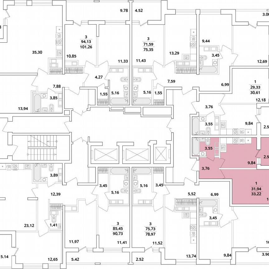 1-к. квартира, 33,6 м², 17/18 эт.