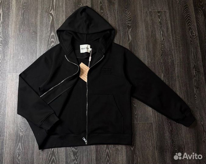 Толстовка на молнии с капюшоном женская miu miu