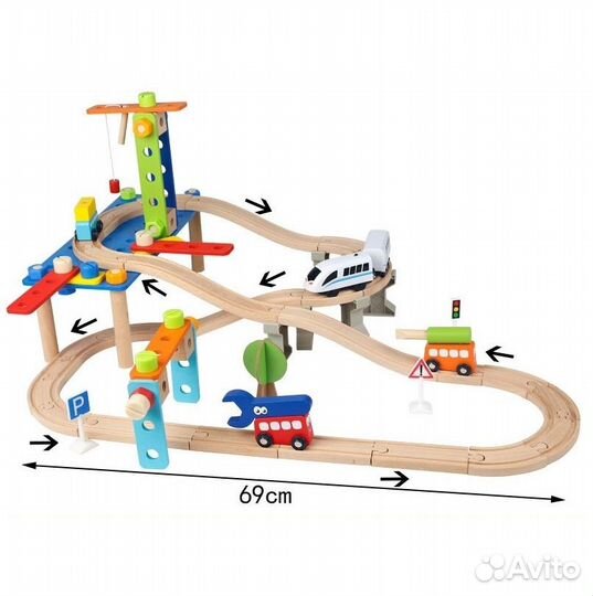 Набор деревянной железной дороги Стройка