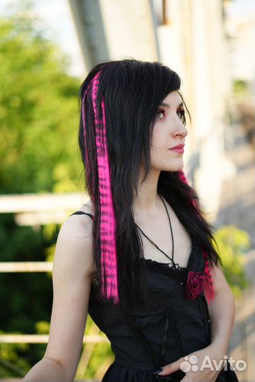 Пряди на заколке полосатые набор (2 шт) эмо y2k