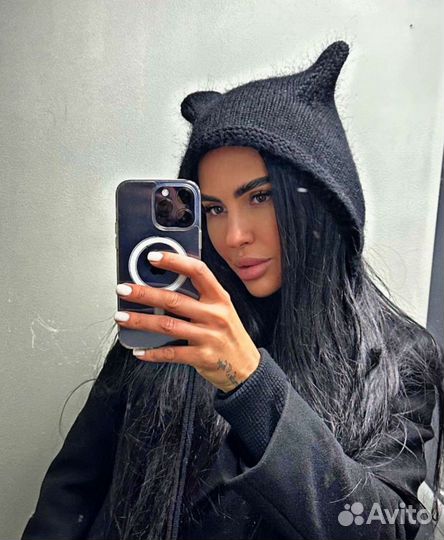 Шапка чепчик с ушками кошка