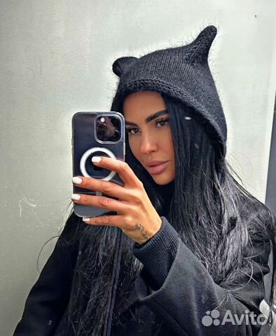 Шапка чепчик с ушками кошка