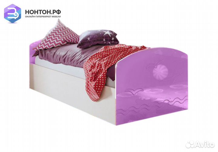 Кровать Юниор-2 сиреневый металлик / дуб беленый