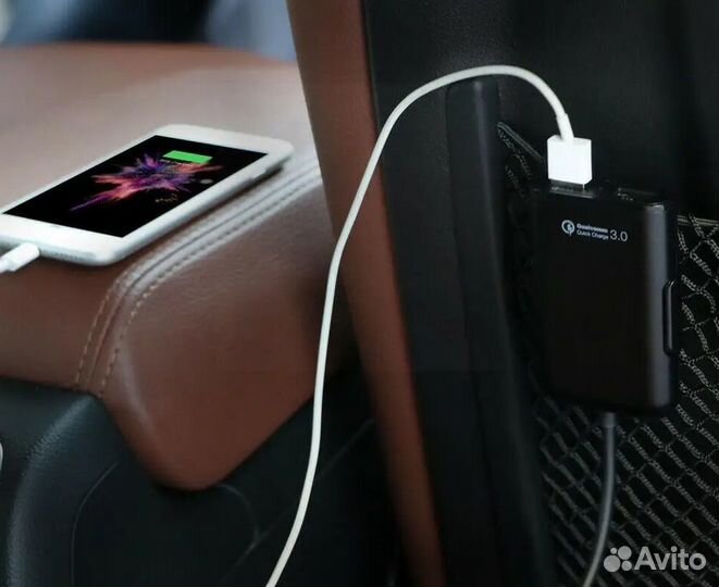 Автомобильное зу с удлинителем, 36W, 4 USB, 1.8 м