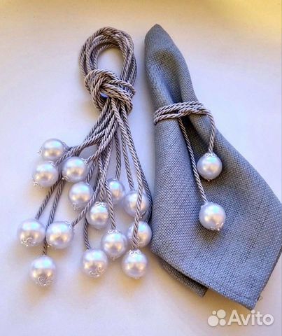 Завязки для салфеток с пластиковыми бусинами 6 шту