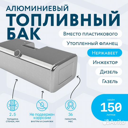 Бензобак с утопленным фланцем 150л вместо пластика