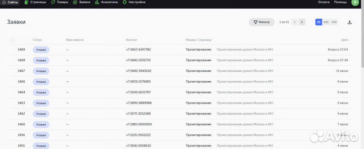 Заявки для строительных компаний и дизайнеров