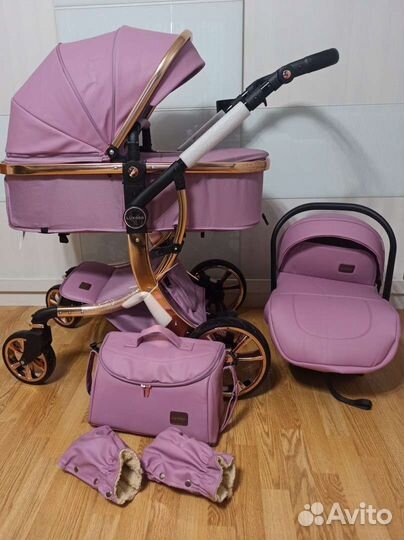 Детские коляски 3 в 1 из эко кожи luxmom 608