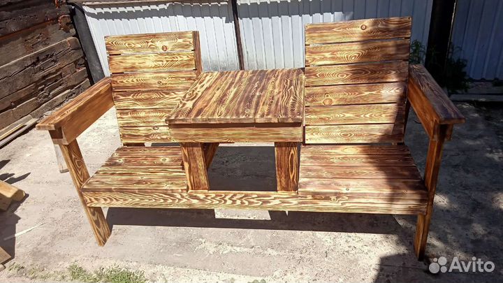 Скамейка садовая со столиком