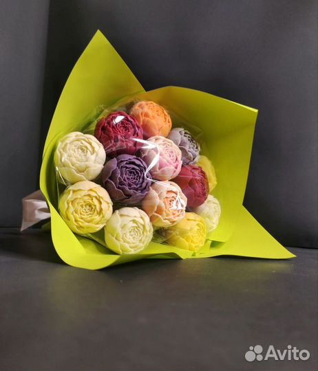 Пионы из Бельгийского Шоколада - 13 шт в Букете