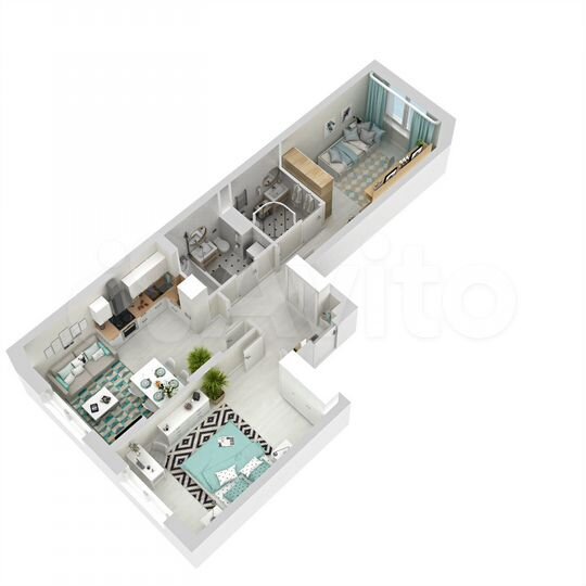 2-к. квартира, 59,6 м², 1/18 эт.