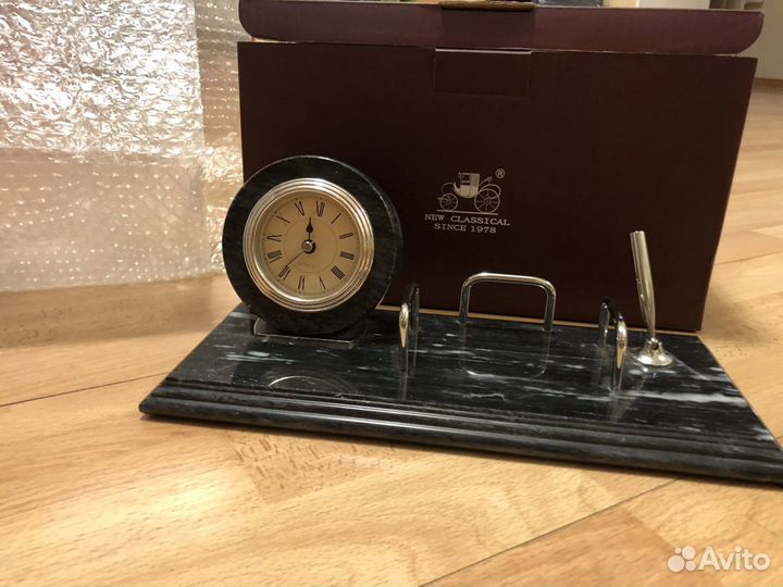 Набор настольный: часы, держатель для бум. блока