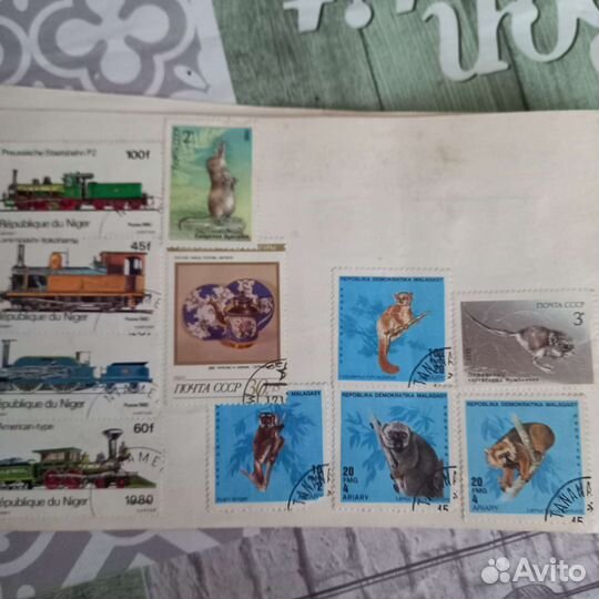 Почтовые марки коллекционные 10 шт