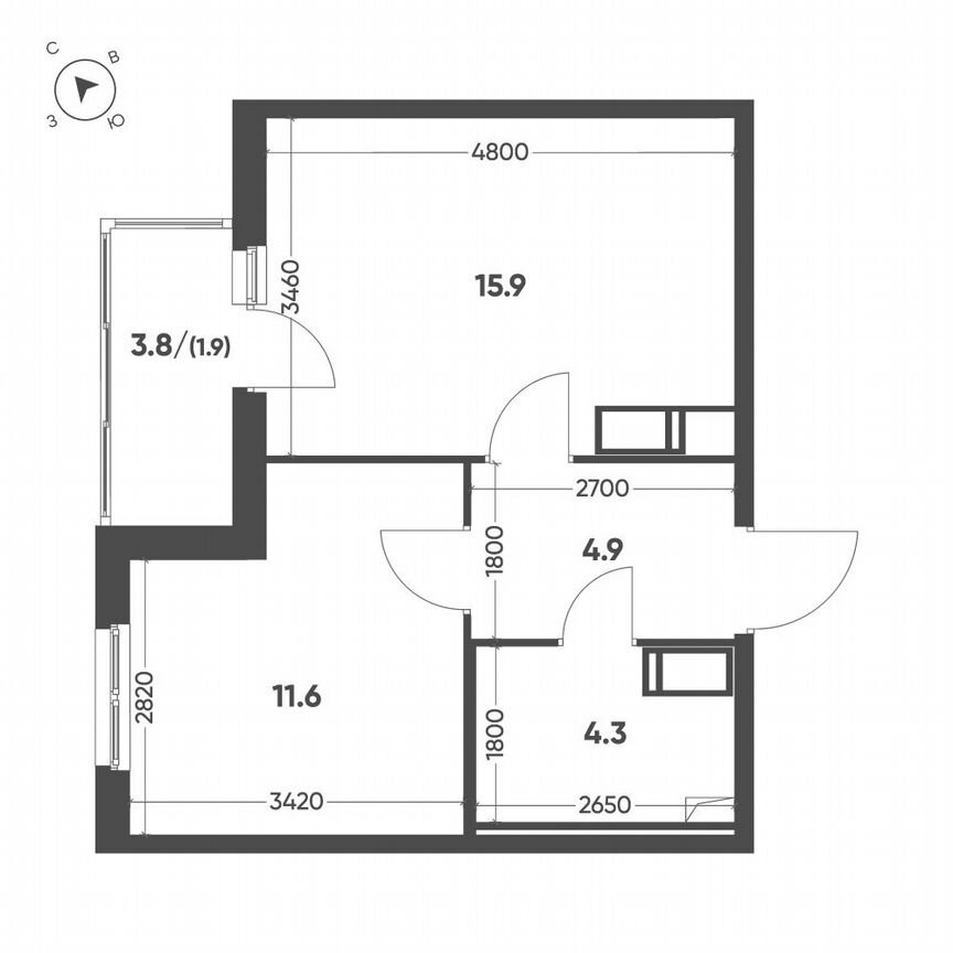 1-к. квартира, 38,6 м², 5/12 эт.
