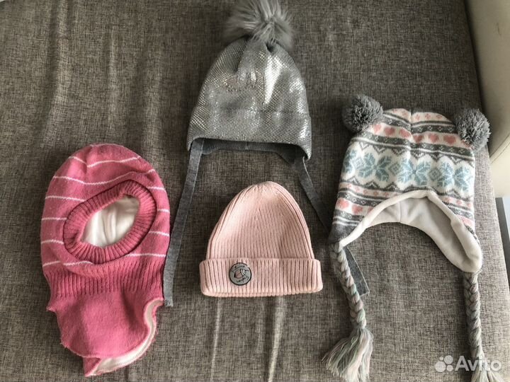 Шапки на девочку осень-зима, 3-5 лет пакетом