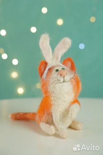 Мягкая игрушка кот рыжий ручной работы