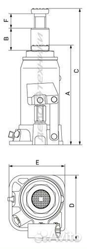 Домкрат бутылочный 205-390мм 15 тонн