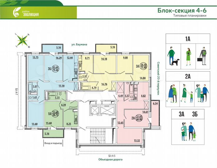 3-к. квартира, 75,3 м², 11/17 эт.