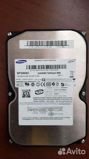 Жесткий диск 200gb 3.5 SATA 2.0 Samsung