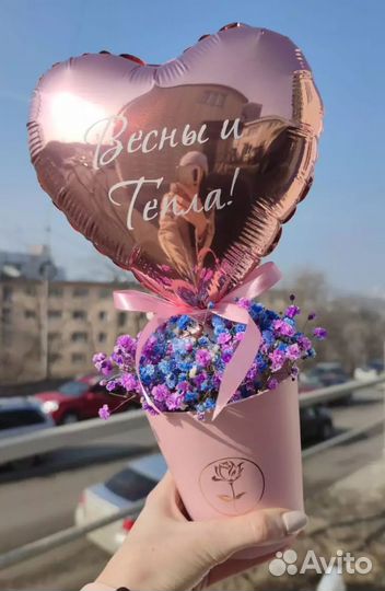 Минибокс с шаром и гипсофилой