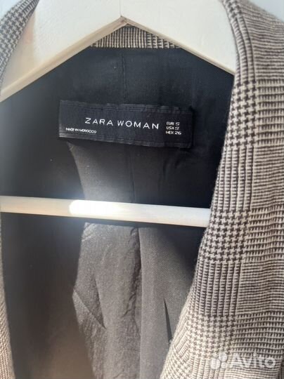 Пиджак zara удлиненный s шерсть