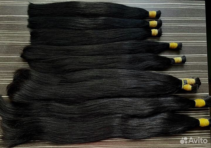 Волосы для наращивания чёрные 1b натуральные