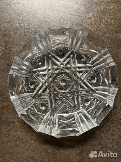 Хрустальная салатница винтаж Чехословакия