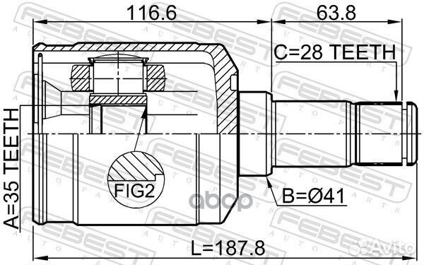 ШРУС внутренний 35X41X28 hyundai santa FE 06 (C