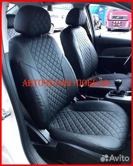 Чехлы Chevrolet Cruze из экокожи чёрные Ромб