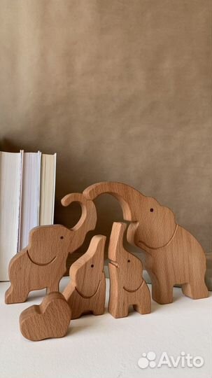 Семейный подарок слоники с именной гравировкой