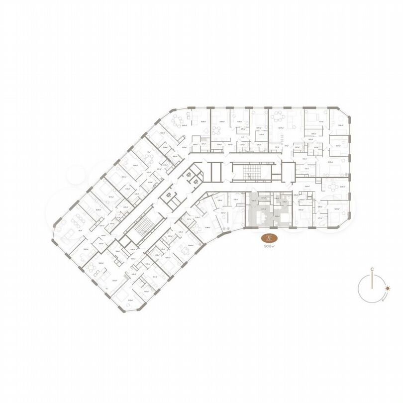 2-к. апартаменты, 50,5 м², 13/14 эт.