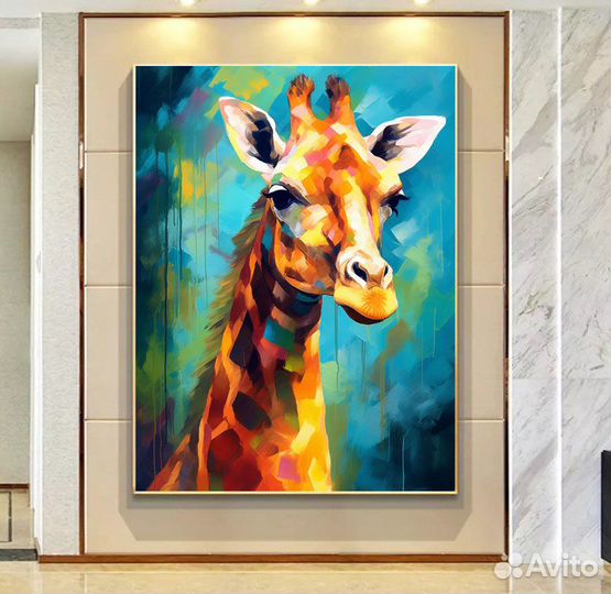 Картина на холсте маслом жираф
