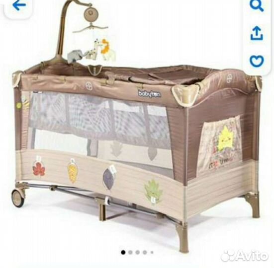 Кроватка манеж, матрас, мобиль, развивающий коврик