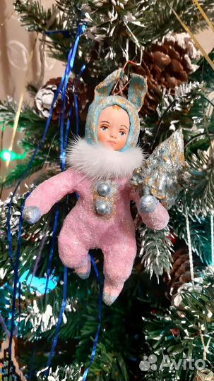 Ватная игрушка Розовая Зайка