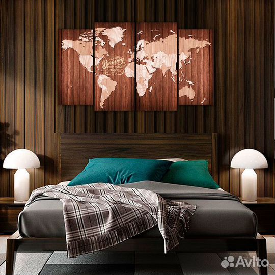 Картина модульная 'Карта' интерьерная, 4 шт