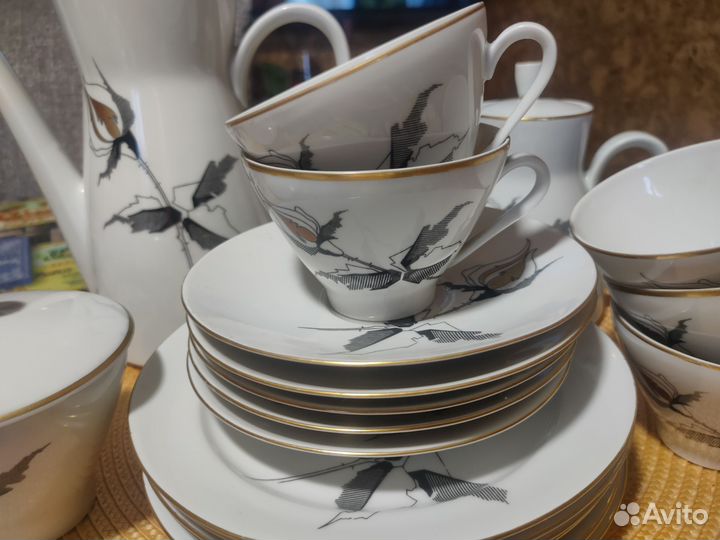 Кофейный сервиз freiberg гдр Роза