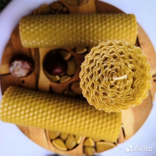 Натуральные свечи из воска с травами и эфирными ма