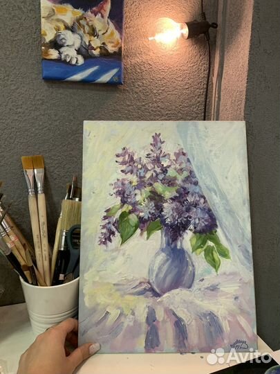 Картина маслом сирень