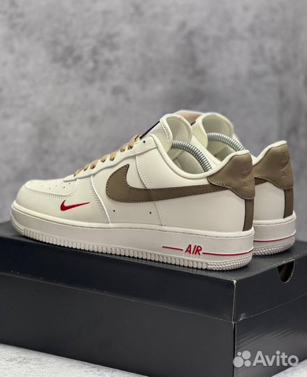 Кроссовки Nike Air Force 1 White Brown (Арт.24474)