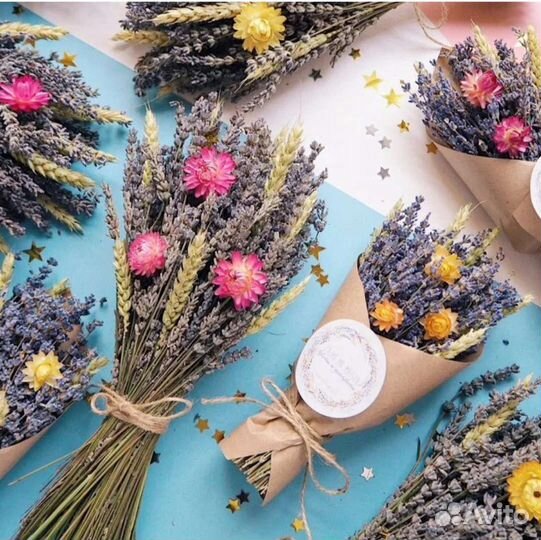 Букеты из сухоцветов ароматной Крымской лаванды