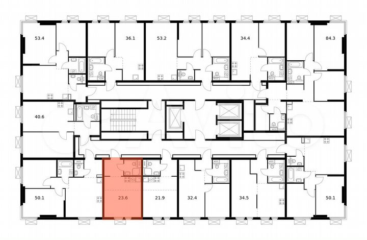 Квартира-студия, 23,6 м², 3/22 эт.