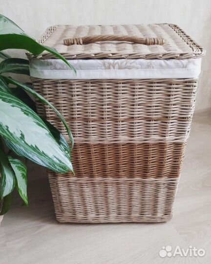 Корзина плетеная бельевая с чехлом