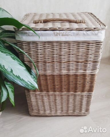 Корзина плетеная бельевая с чехлом