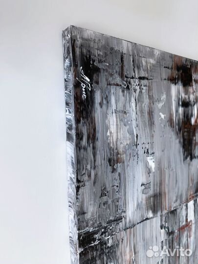 Абстрактная картина в интерьере черно-белая лофт