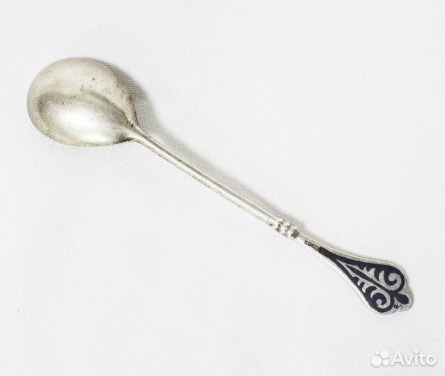 Ложка чайная, серебро 875 проба, вес 22 гр, чернь