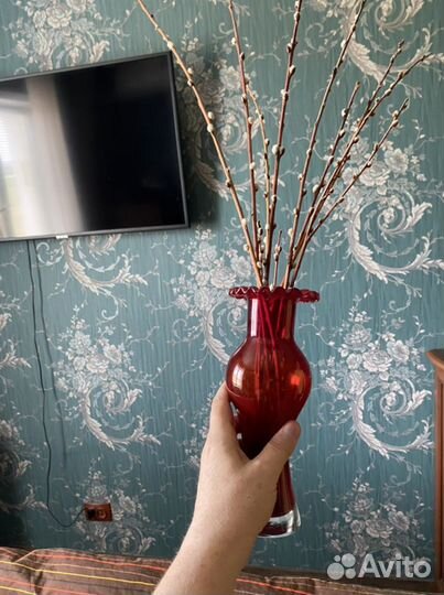 Ваза красное стекло СССР