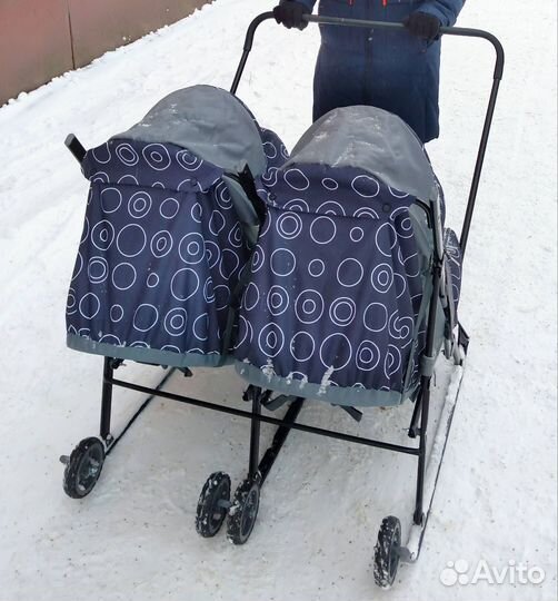 Санки коляска для двойни бу