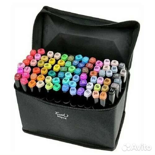 Двухсторонние фломастеры в чёрном чехле